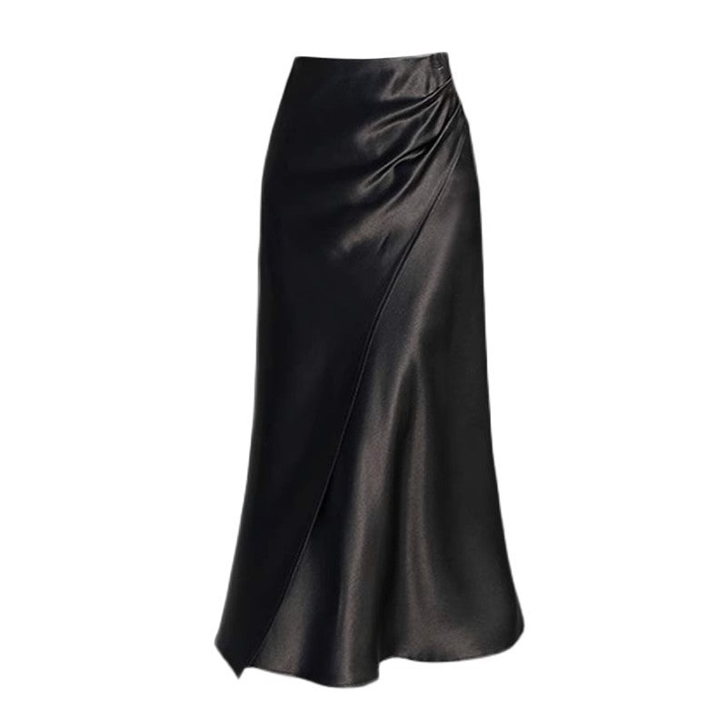 Damen Eleganter Satin-Midi-Rock Shop Nory