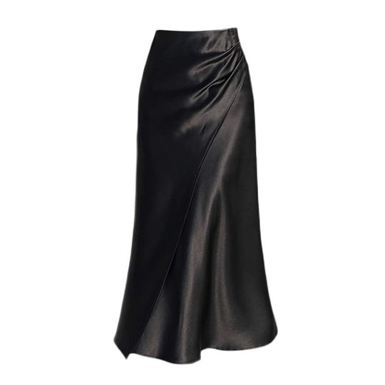 Damen Eleganter Satin-Midi-Rock Shop Nory