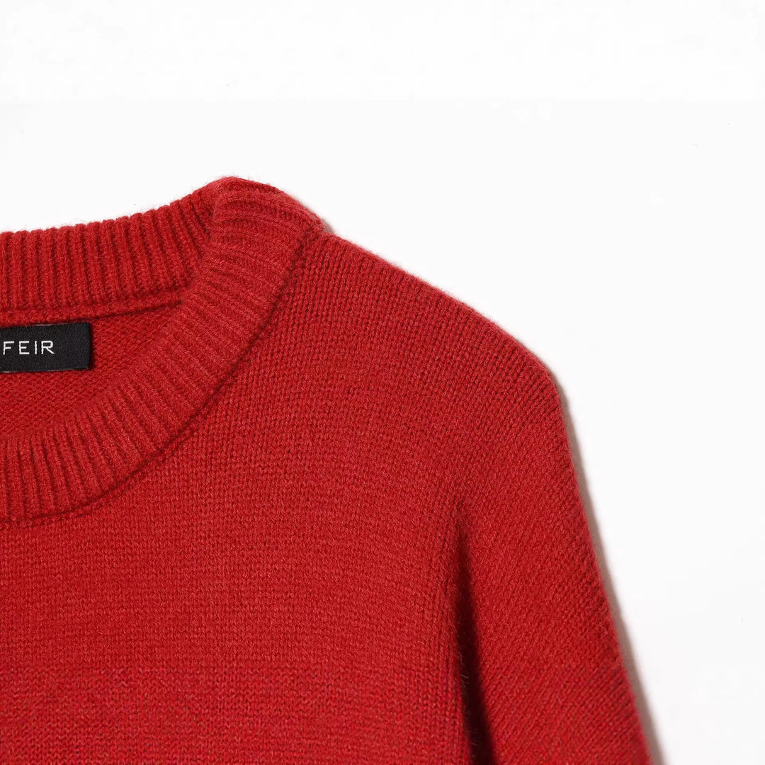 Damen Strickpullover mit Pferde-Motiv und Fransenapplikation, Oversize-Rundhals Shop Nory