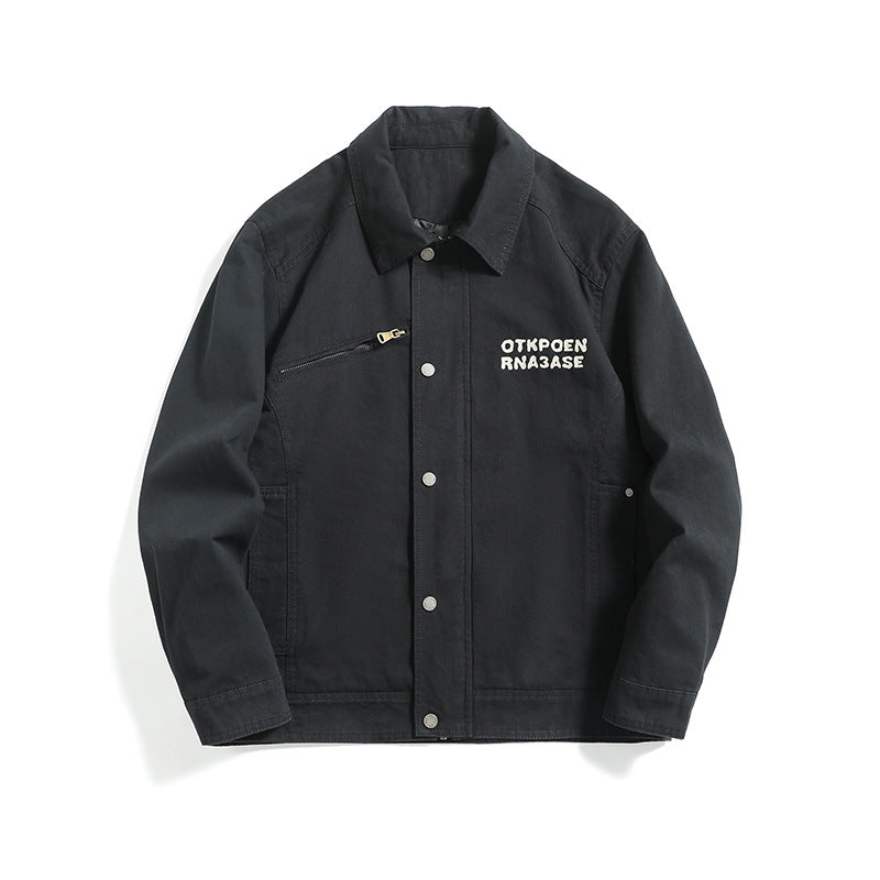 Unisex Kurzblouson im Workwear-Look mit diagonaler Reißverschluss-Brusttasche Shop Nory