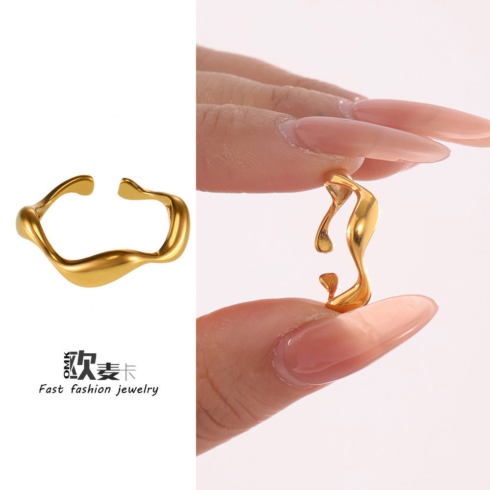 Damen Offener Ring mit geschwungenem Design aus hochwertigem Edelstahl Shop Nory