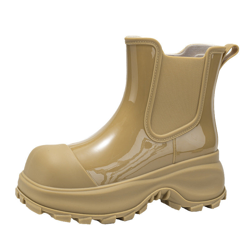 Damen Plateau-Gummistiefelette im Chelsea-Stil mit robuster Lug-Sohle Shop Nory