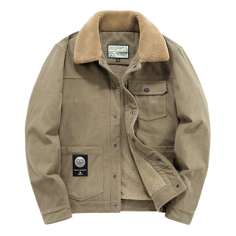Herren Kordjacke mit Teddyfutter, thermisch gefütterte Worker-Jacke Shop Nory