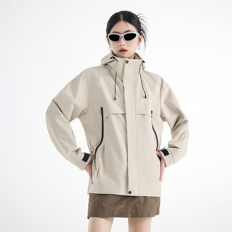 Damen technische wasserdichte Oversize-Parka mit Kapuze und verdeckten Reißverschlusstaschen Shop Nory