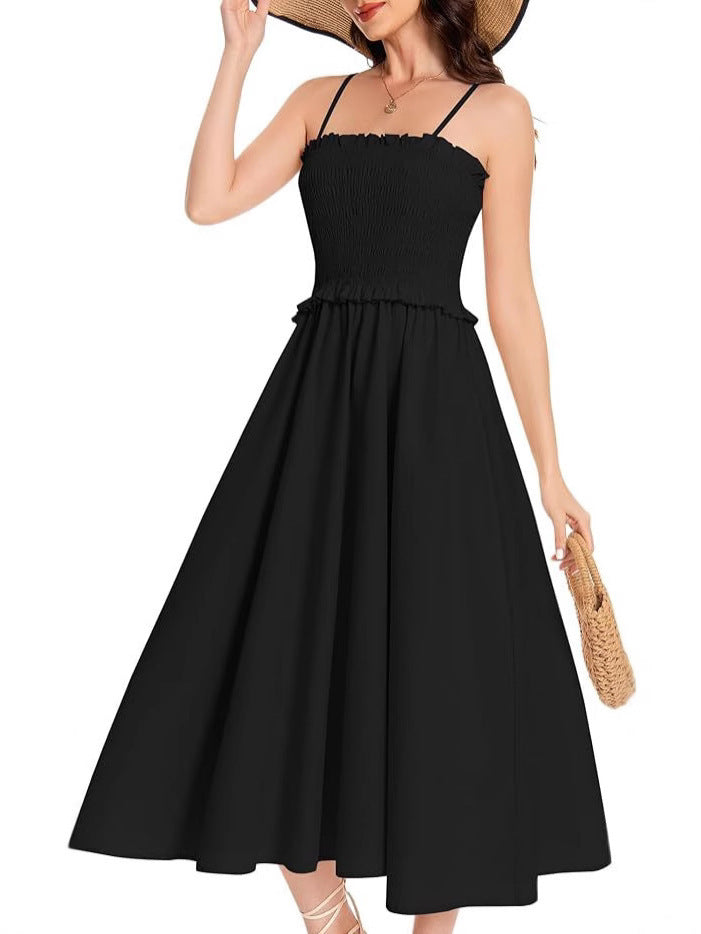 Damen Maxikleid mit geschnürtem Oberteil und fließendem Rock