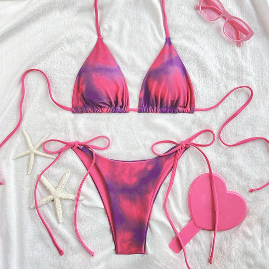 Damen Triangel-Bikini-Set mit elegantem Schnürdetail