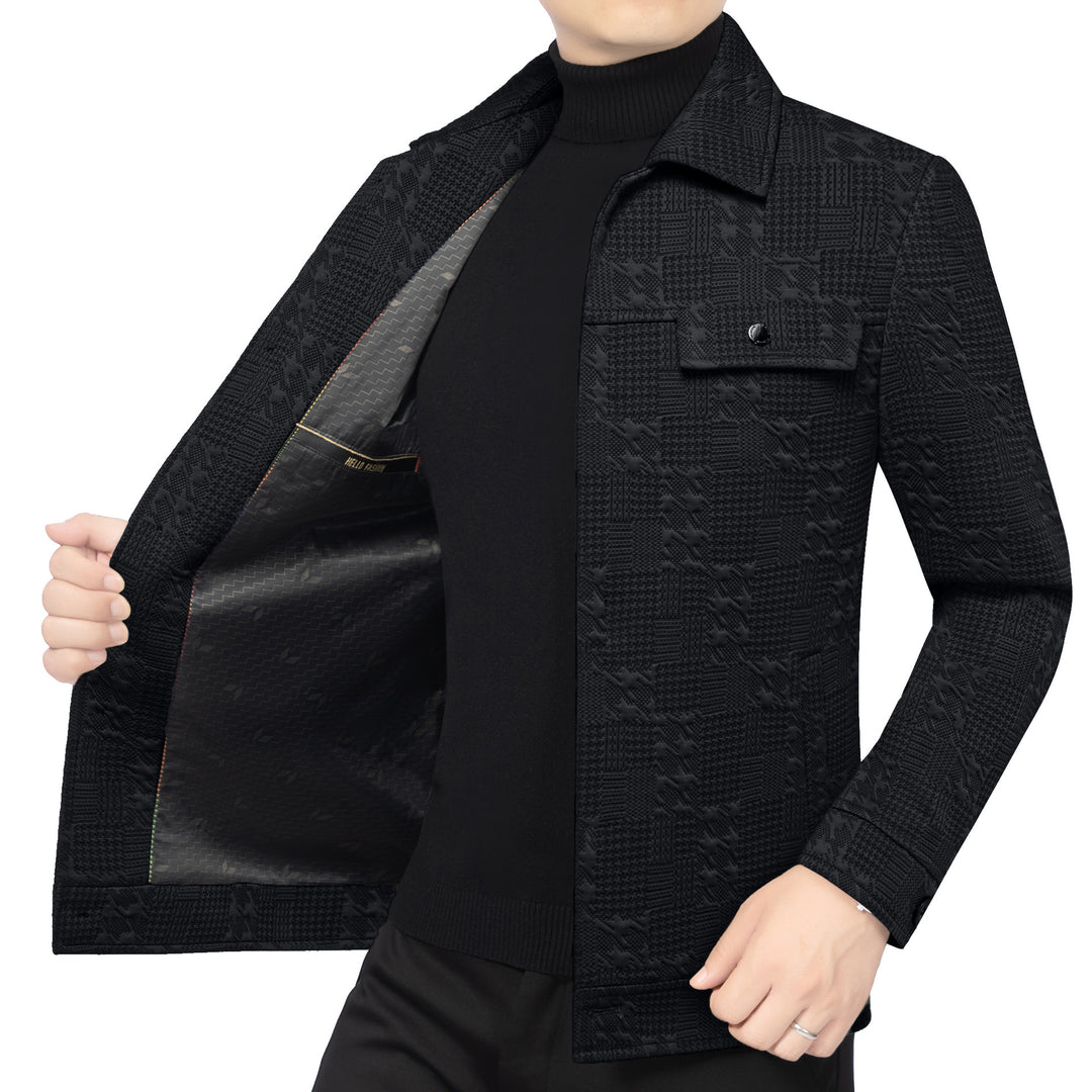 Herren Strukturiertes Overshirt im Glencheck-Relief mit Hemdkragen Shop Nory