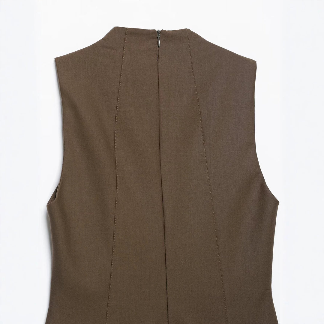 Damen Ärmelloses Pinafore‑Kleid mit doppelreihiger Knopfleiste und taillierter Passform Shop Nory