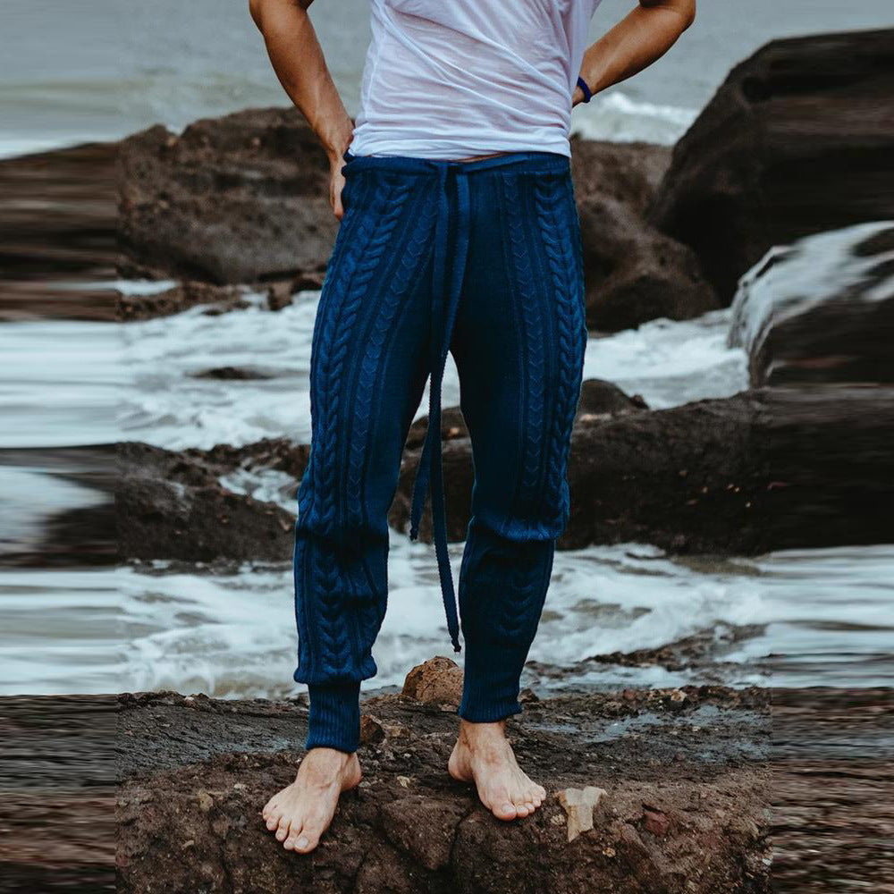 Damen Gestrickte Jogginghose mit Zopfmuster und hohem Bund Shop Nory