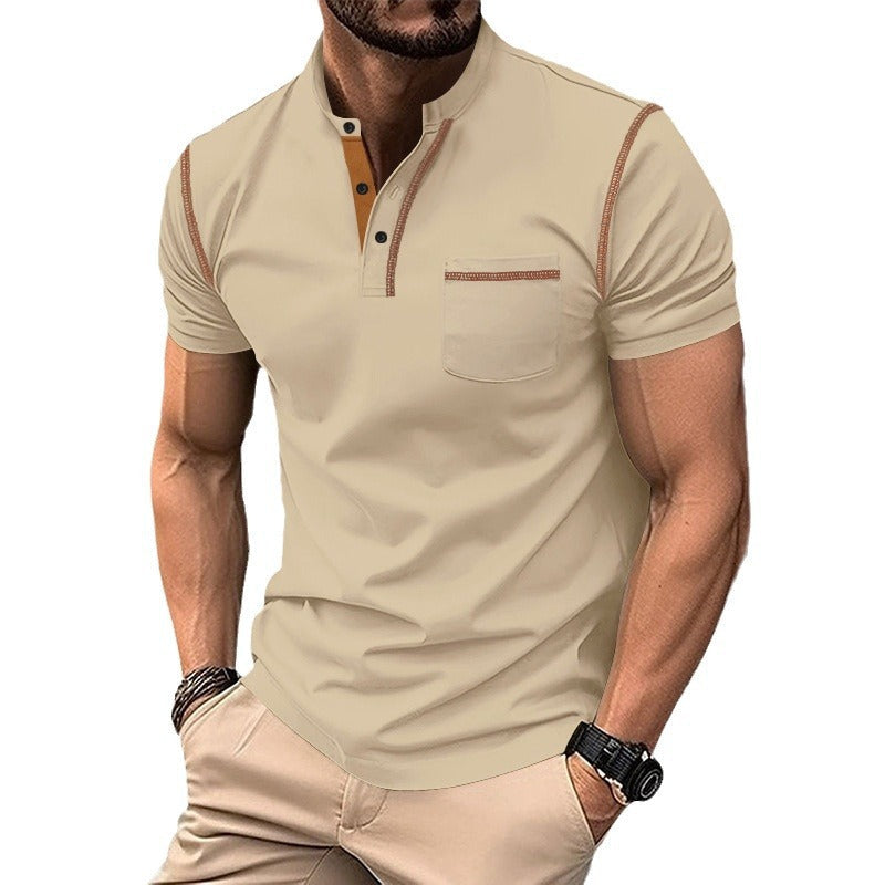 Herren shirt mit modernem Henley-Kragen und praktischen Brusttasche ShopNory