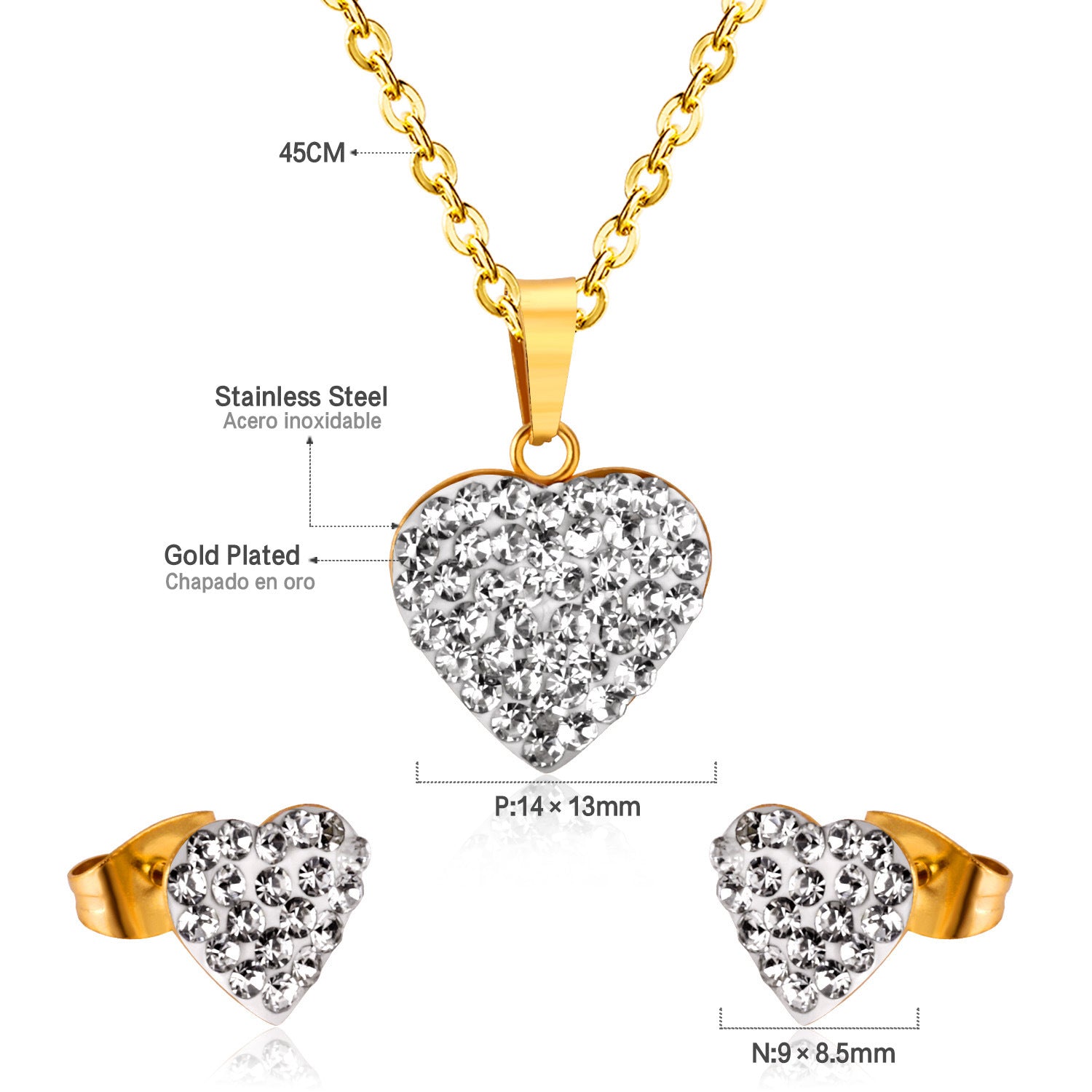 Damen Schmuckset mit funkelnden Herzanhängern und eleganten Ohrsteckern Shop Nory