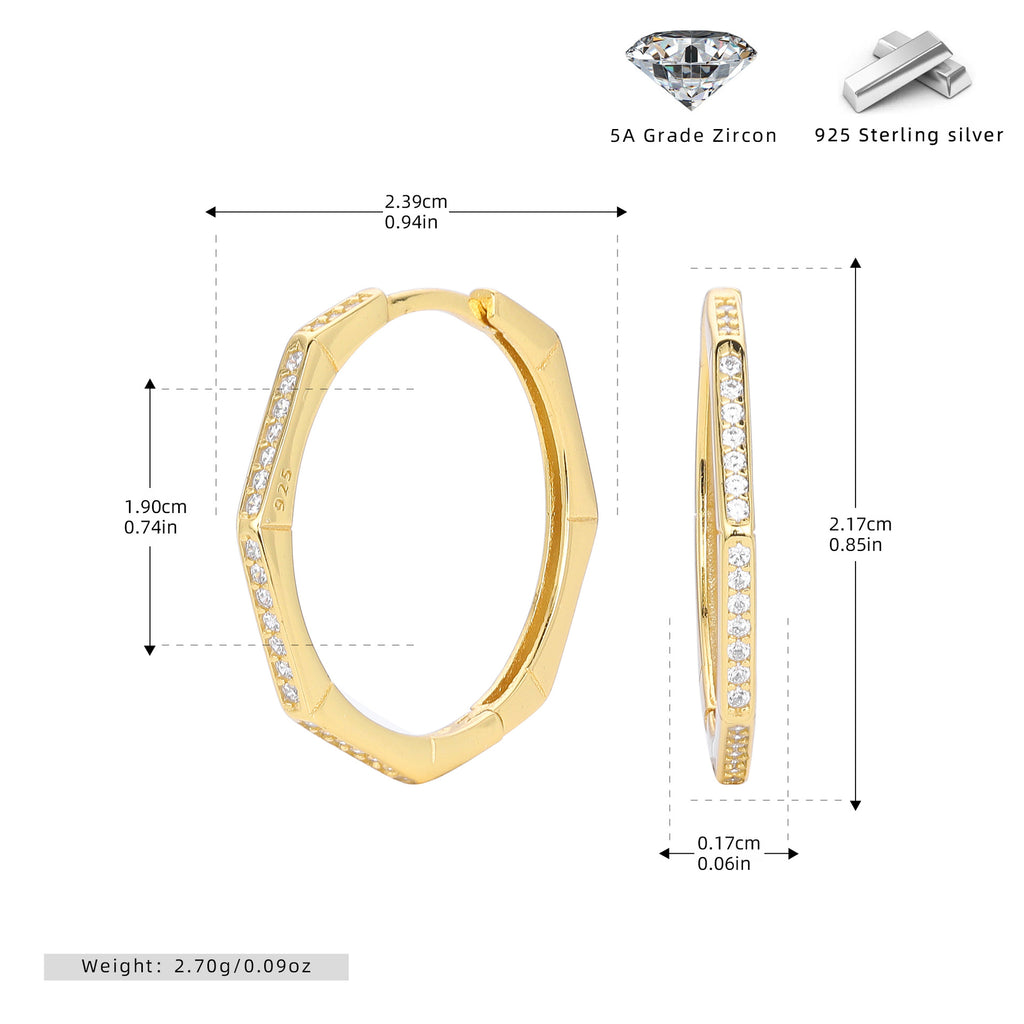 Damen geometrische Creolen mit funkelndem Zirkonbesatz aus hochwertigem 925 Sterling Silber Shop Nory