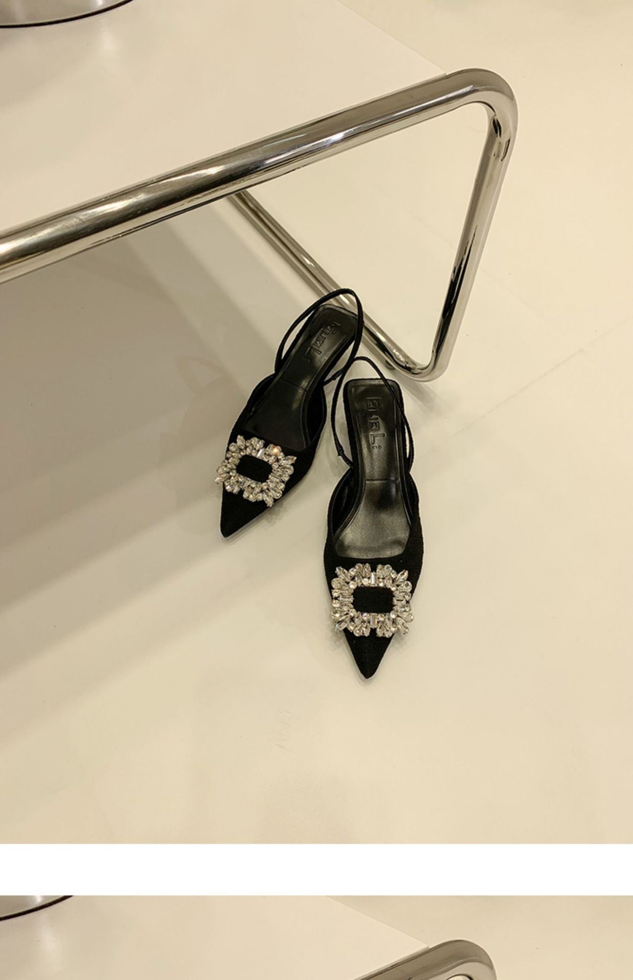 Damen Slingback-Pumps mit glänzenden Zierstein-Applikationen Shopnory