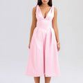Damen Maxikleid mit elegantem V-Ausschnitt und strukturiertem Rock Shopnory