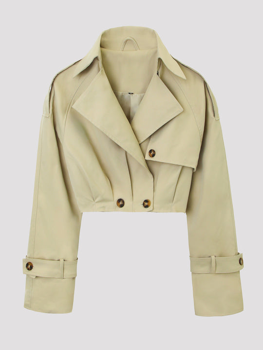 Damen Kurzjacke im Trenchcoat‑Stil mit weitem Revers Shop Nory