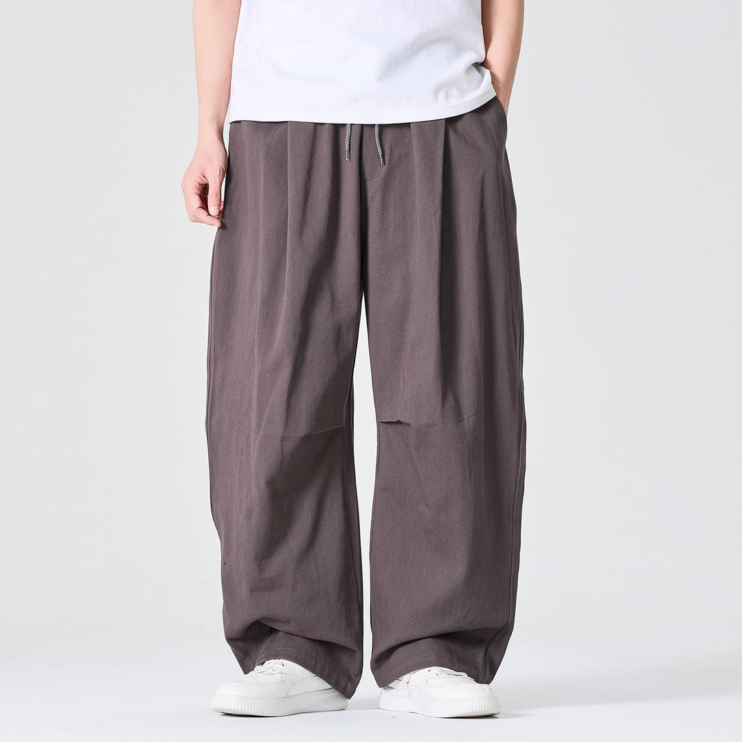 Herren Weite Relaxed-Fit Stoffhose mit Tunnelzug und Bundfalten Shop Nory