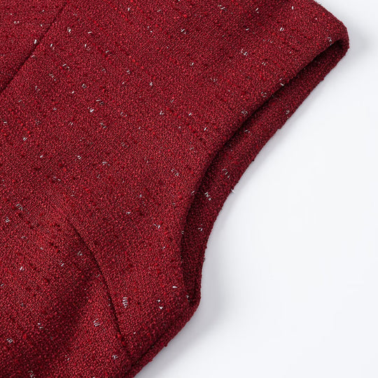 Damen Ärmelloses Tweed-Midikleid mit taillierten Seitenbahnen Shop Nory