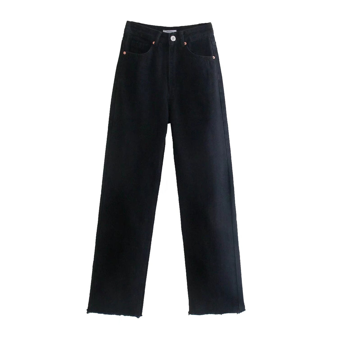 Damen Hochtaillierte weit geschnittene Jeans mit weitem Bein, hoher Taille und rohem Saum Shop Nory