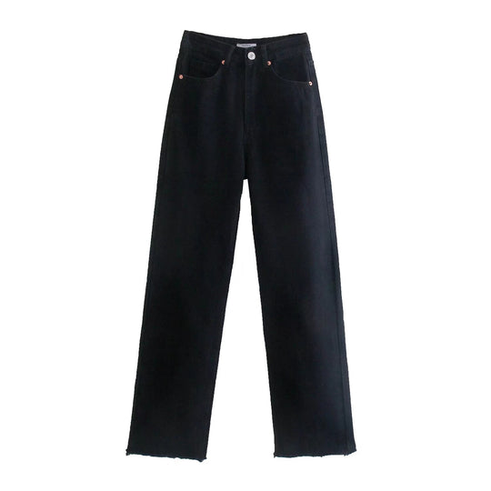 Damen Hochtaillierte weit geschnittene Jeans mit weitem Bein, hoher Taille und rohem Saum Shop Nory