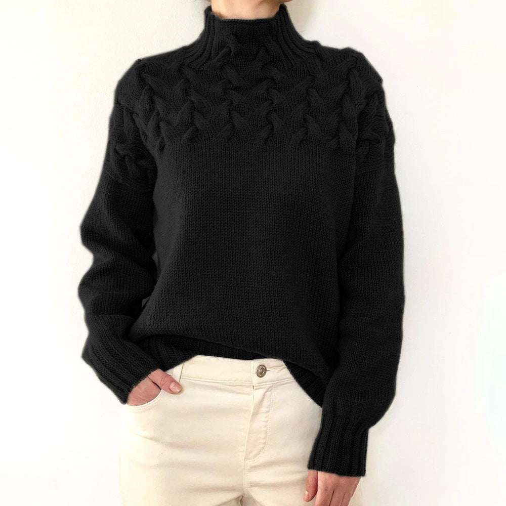Damen nan Strickpullover mit Zopfstruktur und hohem Rollkragen Shop Nory