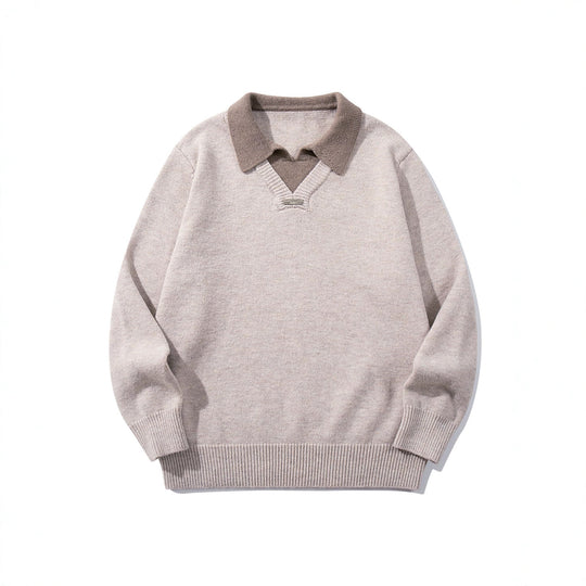 Herren Boxy-Strickpullover mit Polokragen und V‑Einsatz Shop Nory