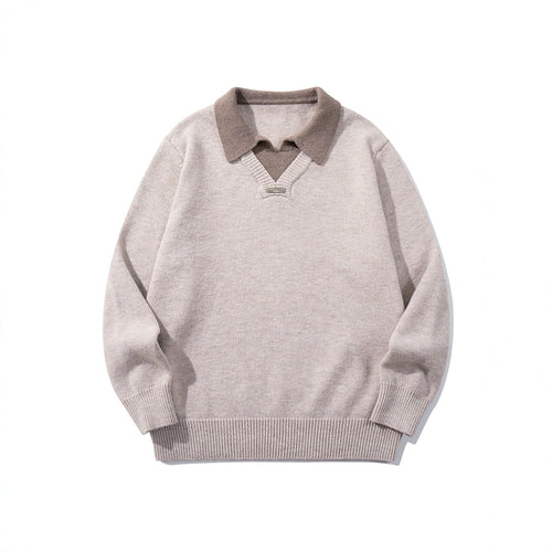 Herren Boxy-Strickpullover mit Polokragen und V‑Einsatz Shop Nory