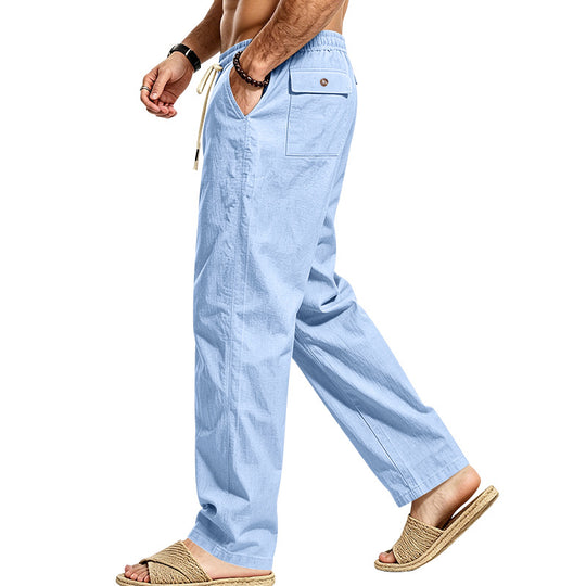 Herren Leichte Relax-Hose mit elastischem Bund, Kordelzug und aufgesetzter Cargotasche Shop Nory