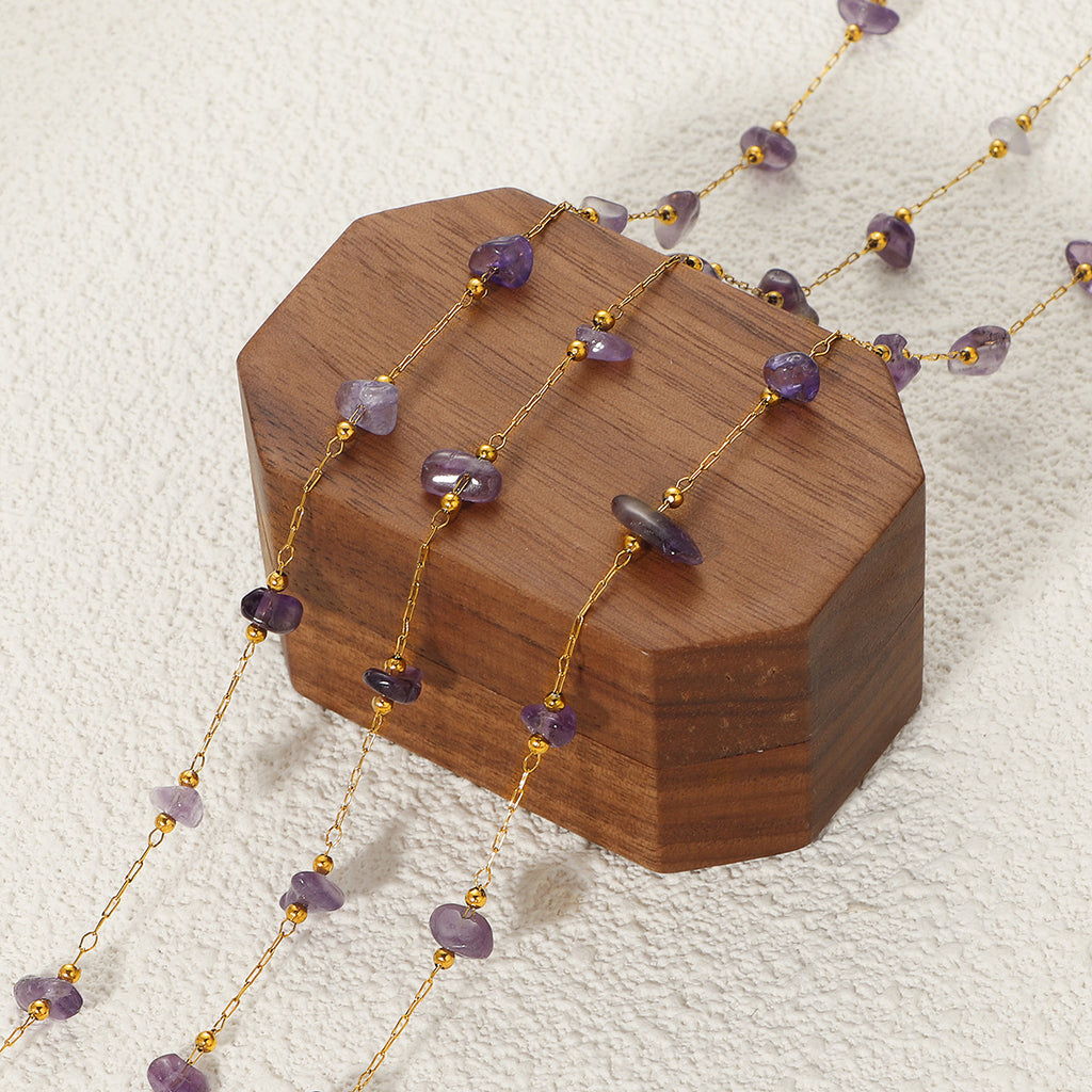 Damen elegante Kette mit Amethyst-Elementen Shop Nory