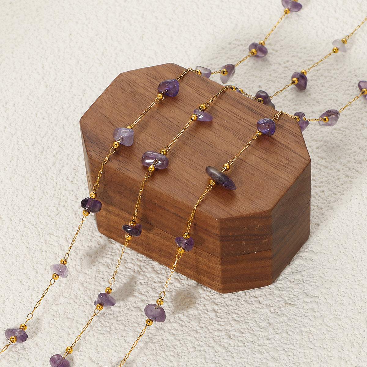 Damen elegante Kette mit Amethyst-Elementen Shop Nory