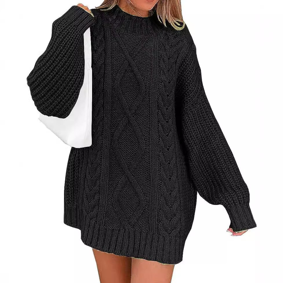 Damen Oversize Strickkleid mit Zopf- und Rippstruktur Shop Nory