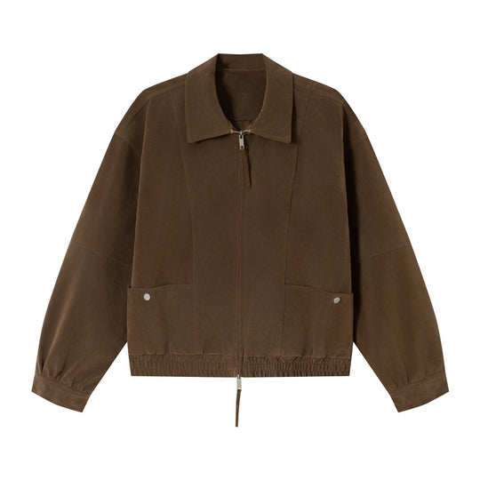 Herren Boxy-Veloursblouson mit Hemdkragen und elastischem Saum Shop Nory
