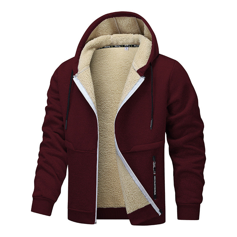 Herren Sherpa‑gefütterte Zip‑Hoodiejacke im Urban‑Casual‑Stil mit Teddyfleece‑Innenfutter Shop Nory