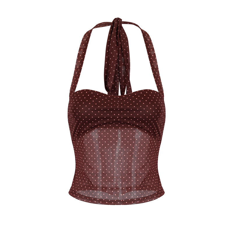 Damen Neckholder Top mit verstellbaren Trägern und punktuellem Design