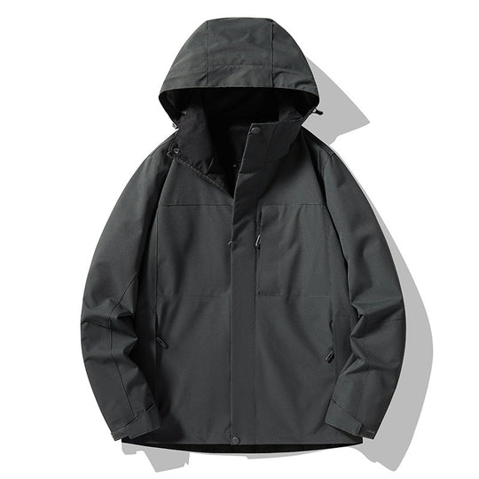 Herren Minimalistische technische Kapuzen-Softshelljacke mit mattem Finish und verdeckten Reißverschlüssen Shop Nory