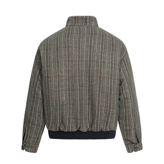 Herren Kurz geschnittener Glencheck-Blouson mit Funnelkragen und Rippenbund Shop Nory