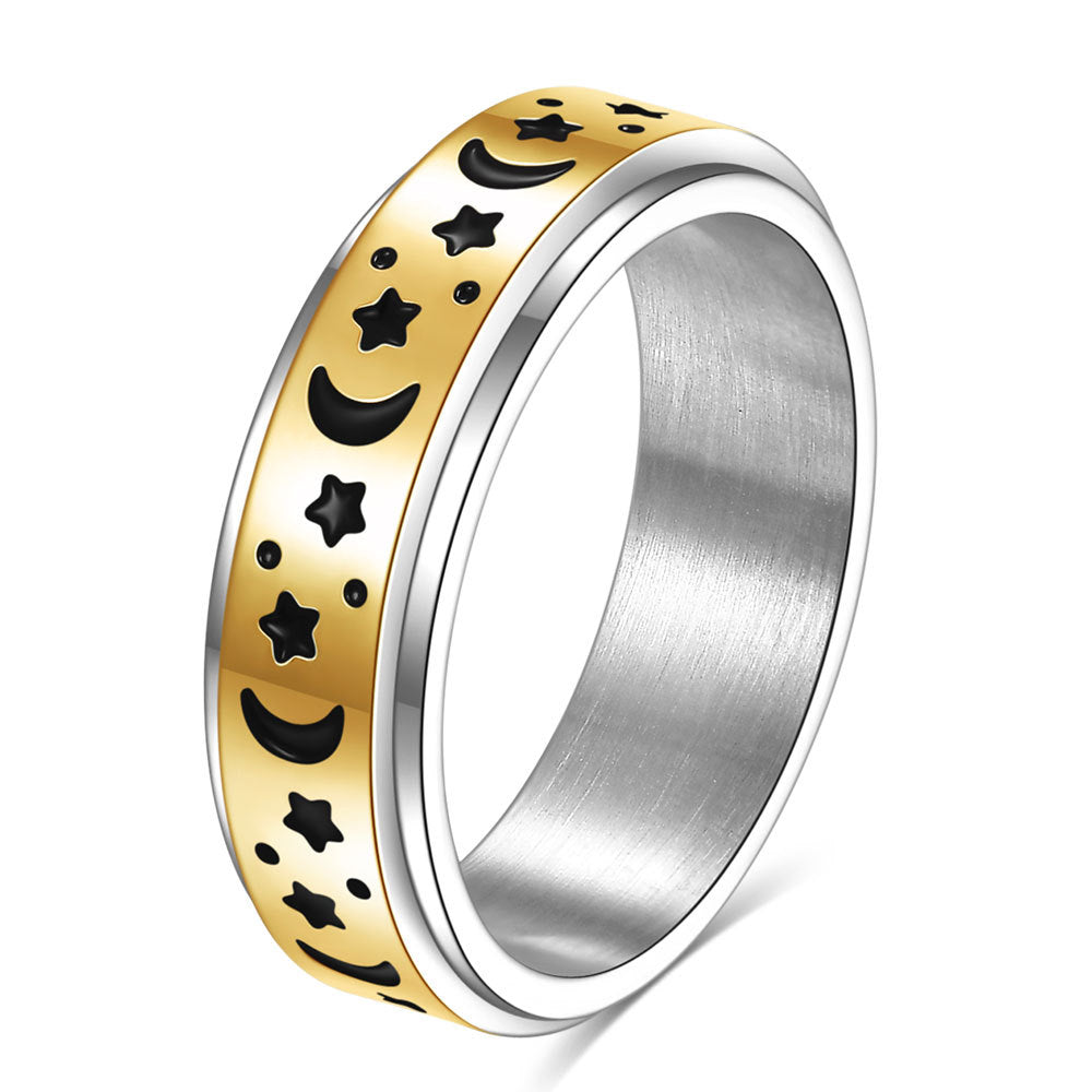 Herren Ring mit kunstvollem Mond- und Sternmotiv Shop Nory