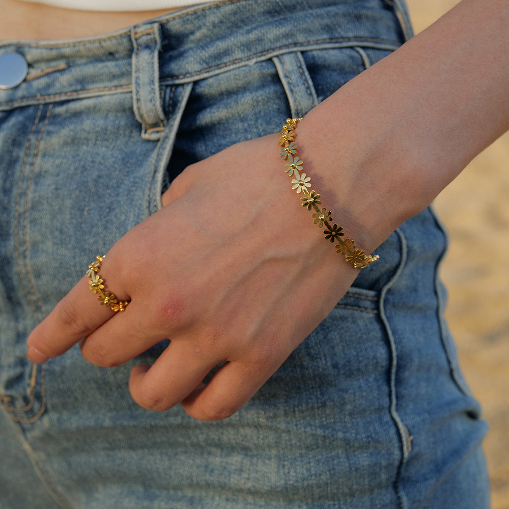 Damen Blumiger Ring mit verstellbarem Design Shop Nory