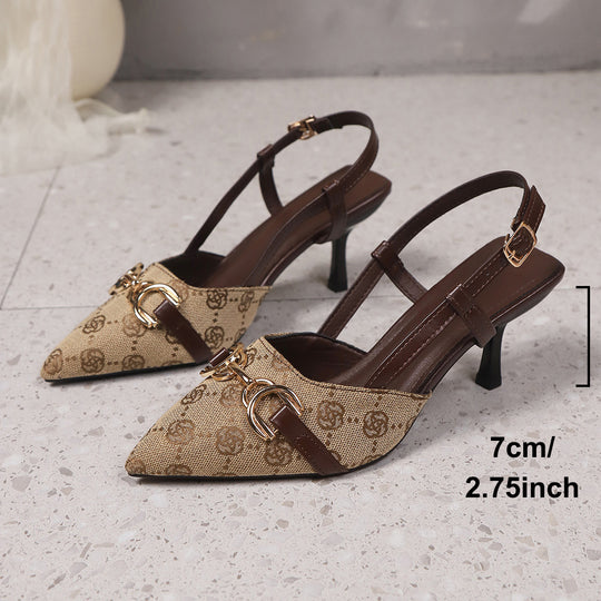 Damen Slingback-Pumps mit spitzer Zehenpartie, dekorativem Metall-Bit und mittelhohem Stilettoabsatz Shop Nory