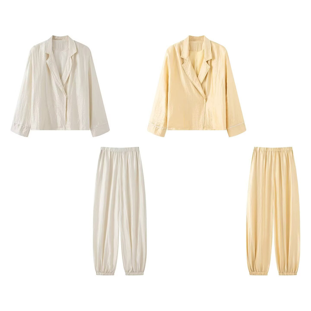 Damen Zweiteiliges Lounge-Set mit Reversjacke und elastischer Bundhose Shop Nory