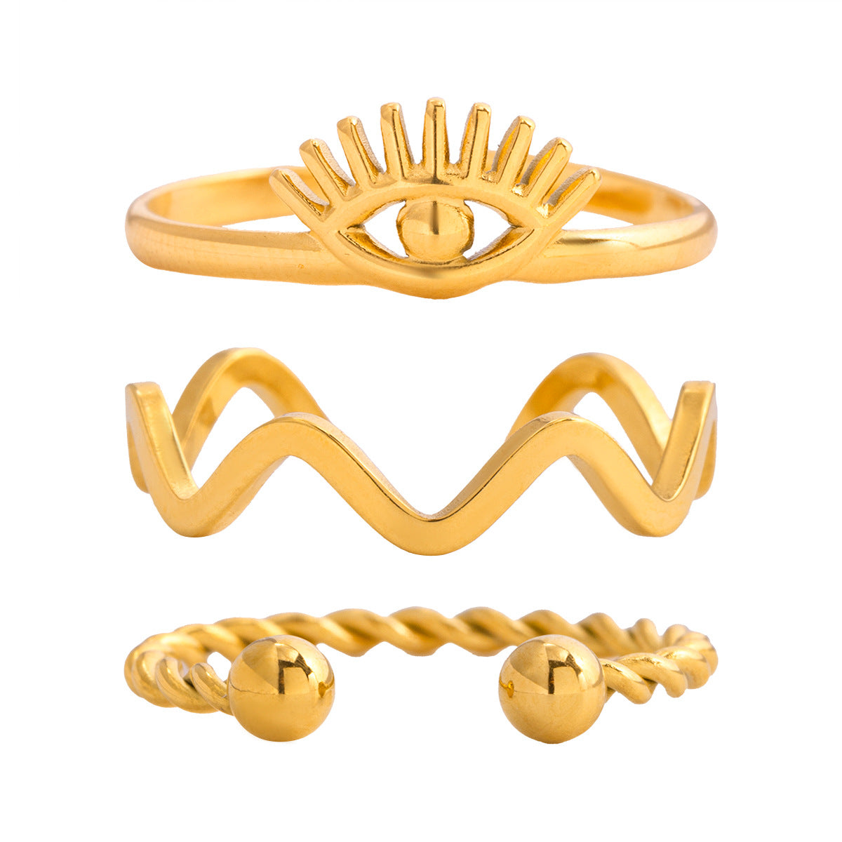 Damen Offenes Ring-Set aus hypoallergenem Edelstahl mit einzigartigem Design Shop Nory