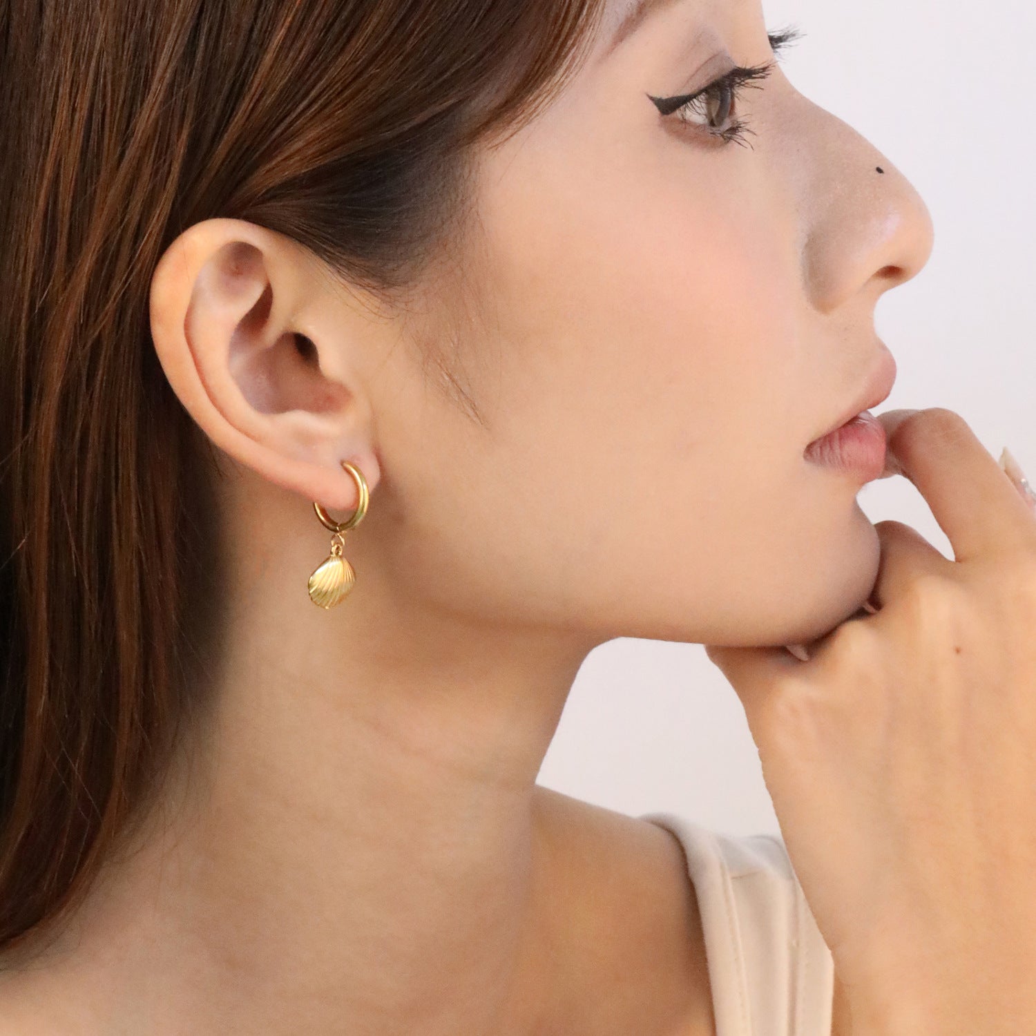 Damen Hängende Ohrstecker mit Muschel-Design und eleganter Goldbeschichtung Shop Nory