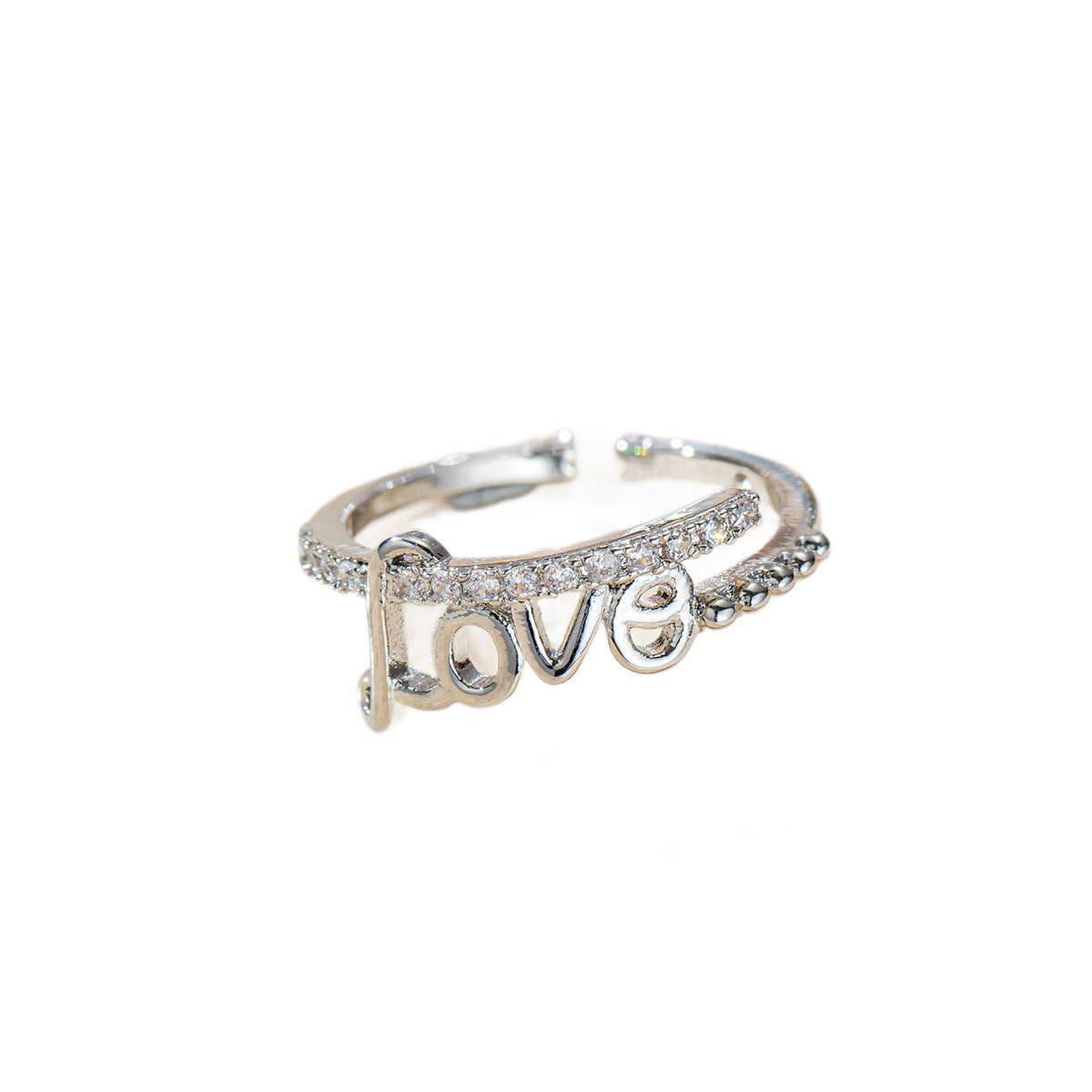 Damen Offener Ring mit Liebe-Design und funkelnden Kristallen Shop Nory