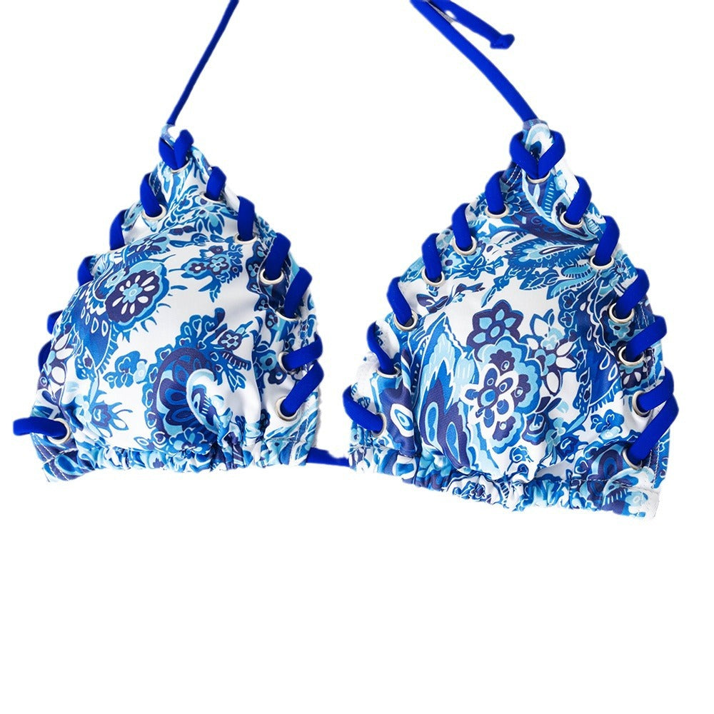 Damen Triangel-Bikini mit verspieltem Schnürdesign Shopnory