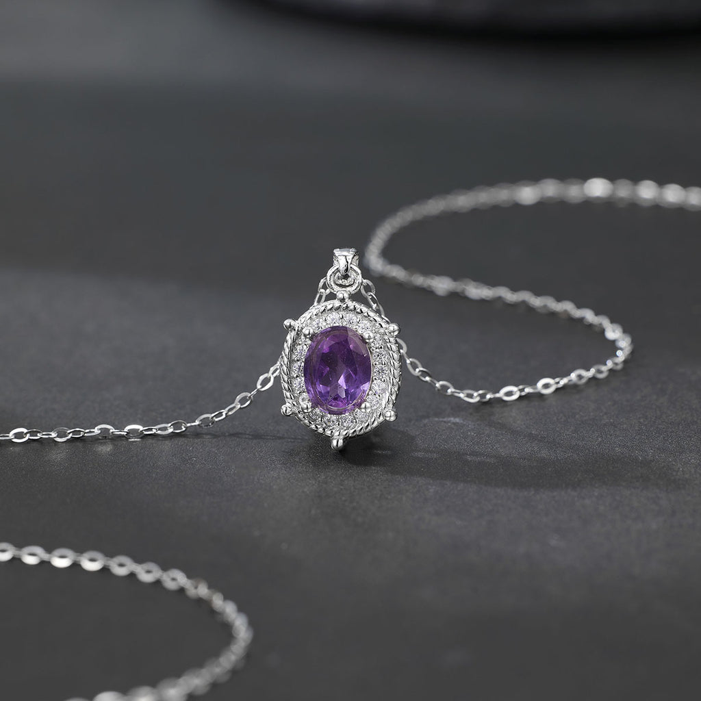 Damen Halskette mit ovalem Anhänger und detaillierter Zirkonia-Verzierung Shop Nory