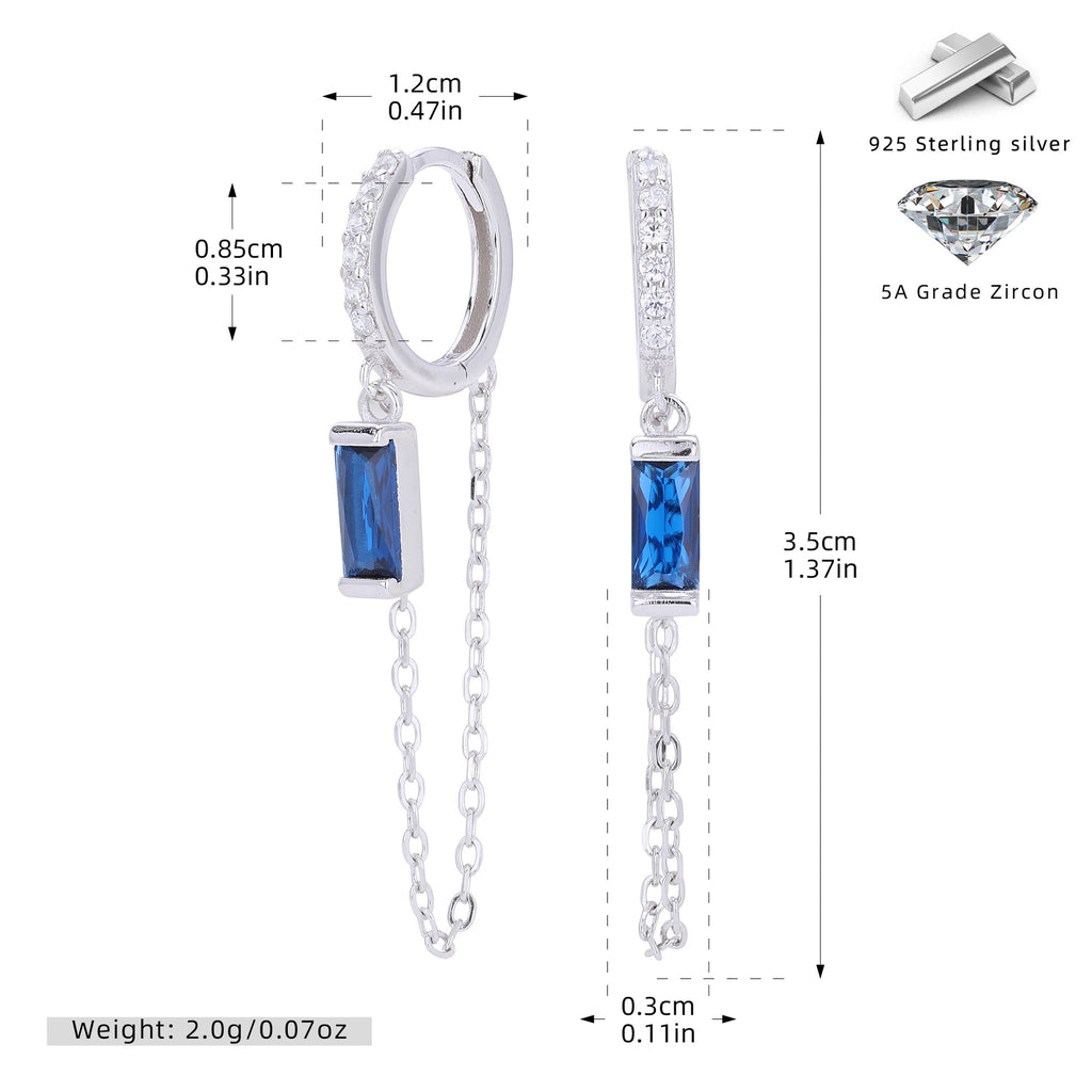 Damen Ohrhänger mit eleganten blauen Zirkonsteinen und feinen Kettendetails Shop Nory