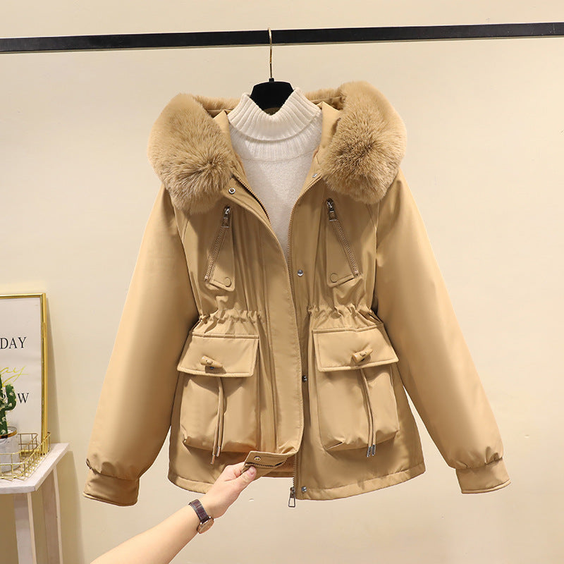 Damen nan Thermo-Parka mit Kapuze, voluminösem Kunstpelzkragen, Tunnelzugtaillierung und Multifunktions-Taschen Shop Nory