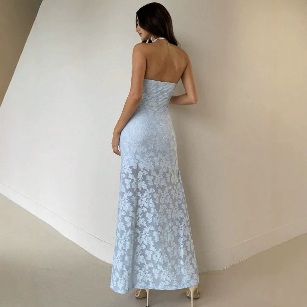 Damen Elegantes Maxikleid mit floralem Design und hoher Teilung