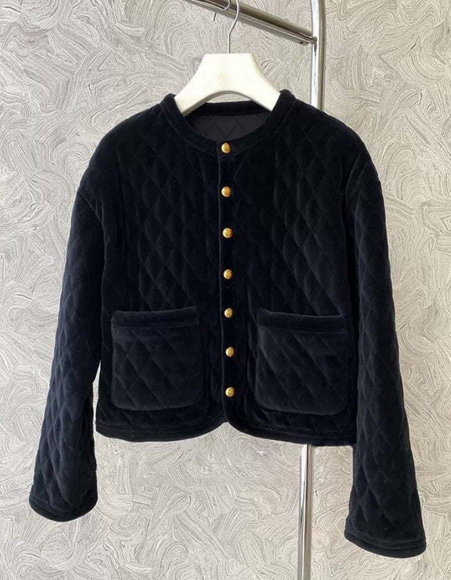 Damen Modische Steppjacke mit Knopfdetails Shop Nory