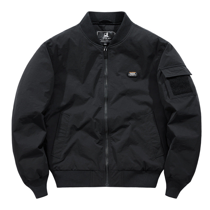 Herren Utility-Bomberjacke im Pilotenstil mit Ärmeltasche und Rippbündchen Shop Nory