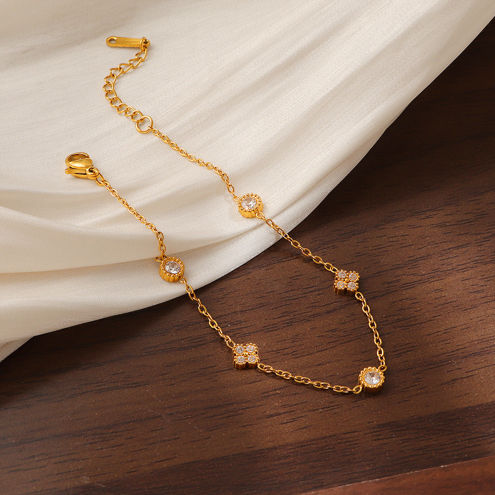 Damen elegante Fußkette mit funkelnden Details Shop Nory